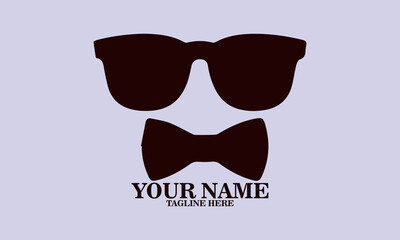glasses bow tie day gift design vector illustration, glasses bow tie icon and logo design
