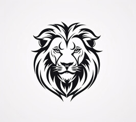 Fototapeta premium Lion head symbol or logo on a white isolated background. Motif for tattoo or simple decoration.