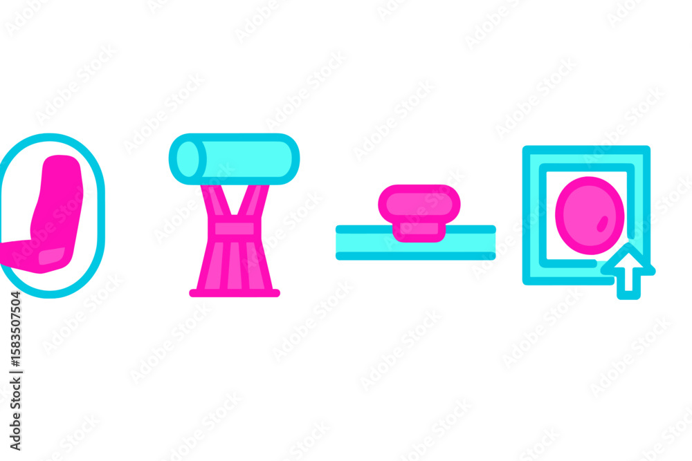 Poster colorful abstract shapes representing various objects in a bright design display
