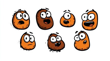 Fototapeta premium Cartoon potato characters with various expressions
