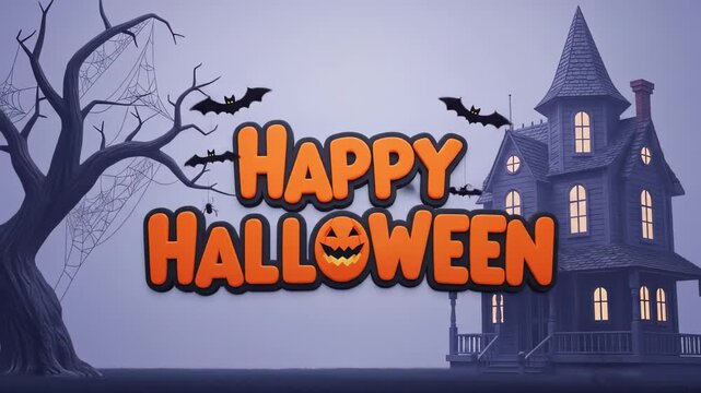 Animated Halloween Celebration Video Featuring Haunted Houses, Bats, and Spooky Atmosphere