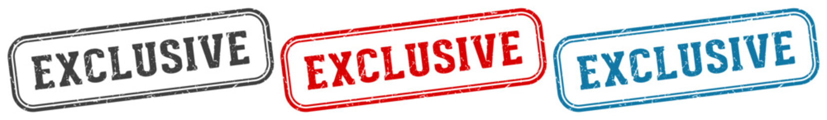 exclusive stamp. exclusive rectangular stamp set isolated on white background