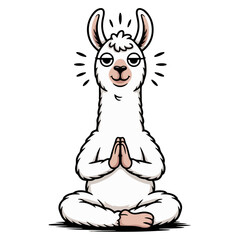 Funny cartoon illustration of a cute llama animal like a hedgehog