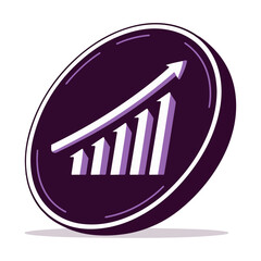 Growth chart icon and success arrow symbol on a business finance data web illustration
