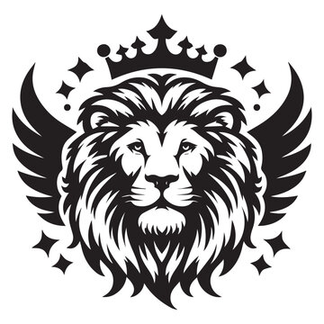 vector logo of a lion wearing a crown