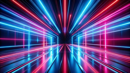 A vibrant tunnel of neon lights creates a futuristic and abstract background with a sense of speed and motion