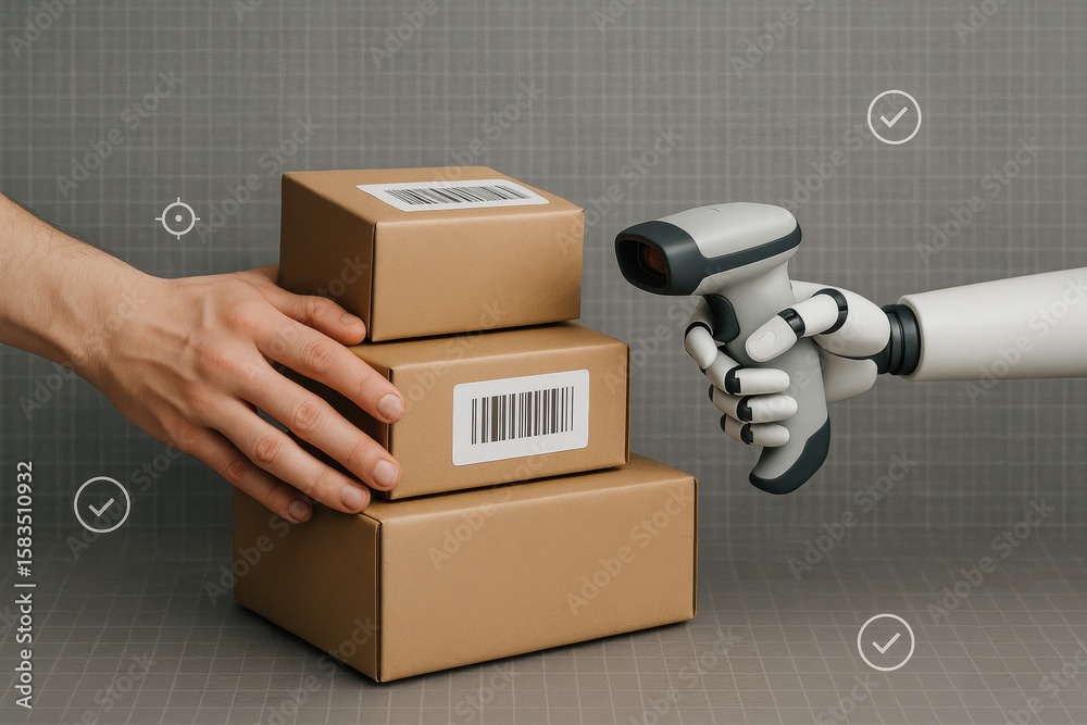 Poster collaboration between human and robot streamlines inventory management through automated scanning an