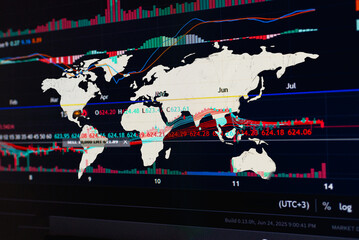 Creative forex background, economy finance business stock earth global market financial forex map chart digital investment graph background.