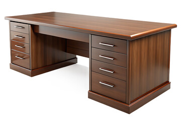 Polished wood executive desk with multiple drawers wooden desk office furniture