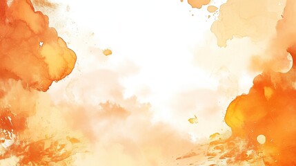 Watercolor orange clouds frame white background vector presentation design illustration with copy space, high resolution and high quality, ideal for versatile creative uses.