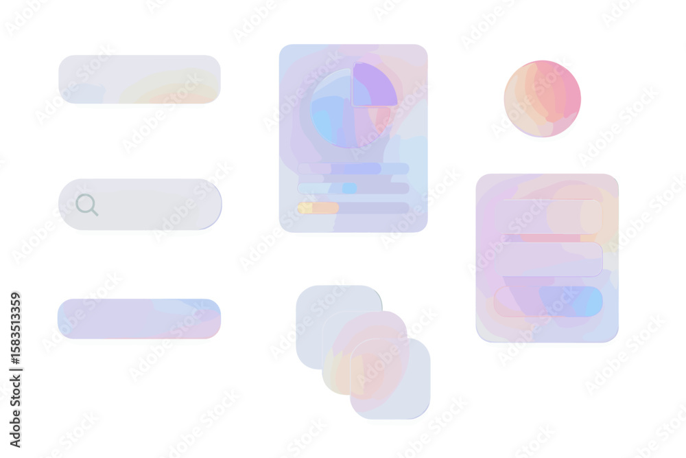 Poster colorful translucent ui elements designed for modern web applications created in a digital workspace