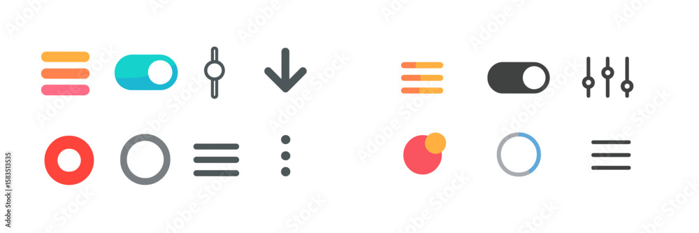Poster colorful collection of user interface icons showcasing different designs and functionalities suitabl
