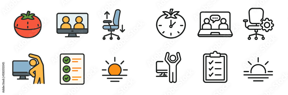 Poster Visual representation of remote work concepts and productivity tools for enhancing efficiency and organization