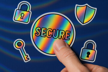 Ensuring digital protection involves strategies symbolized by badges locks and keys for security measures