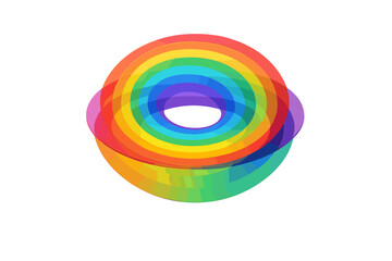 Colorful concentric circles create a vibrant visual display in a playful, abstract design
