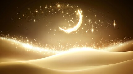 Golden moonlit desert scene