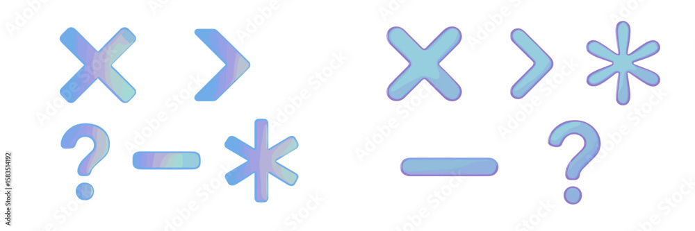 Poster colorful abstract symbols representing various shapes and functions in a creative design layout