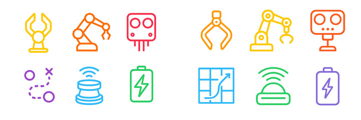 Fototapeta premium Different types of robotic arms and components illustrating automation technology in a modern setting