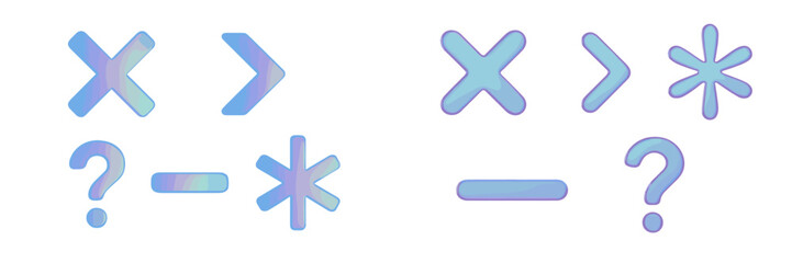 Fototapeta premium Colorful abstract symbols representing various shapes and functions in a creative design layout