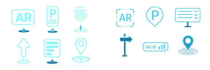 Innovative parking signs and navigation icons designed for augmented reality applications in city environments