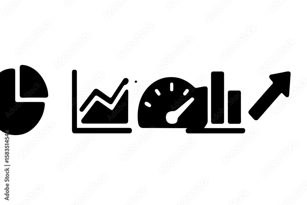 Poster graphs, charts, and metrics represent data analysis in a business environment for improved decision 