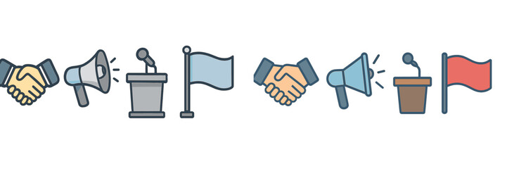 Naklejka premium Visual representation of public speaking, negotiation, and communication in a political context at a conference setting