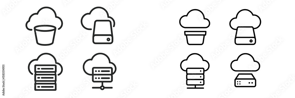 Poster various cloud storage icons depicting different types of data storage solutions and services in a si