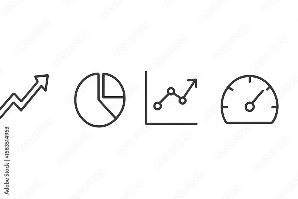 Poster graphs and charts representing data analysis and performance metrics in a business context