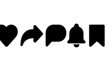 Social media icons representing interactions and engagement options for users on digital platforms