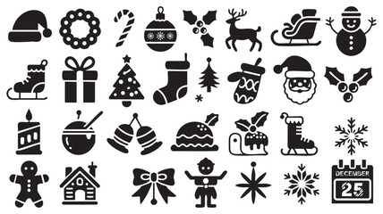 Fototapeta premium Christmas Icons Collection holiday santa