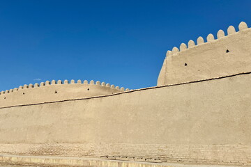 Ancient city walls at the inner city of Khiva in Uzbekistan 