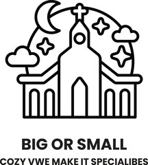 A church with a cross on top and a moon in the background