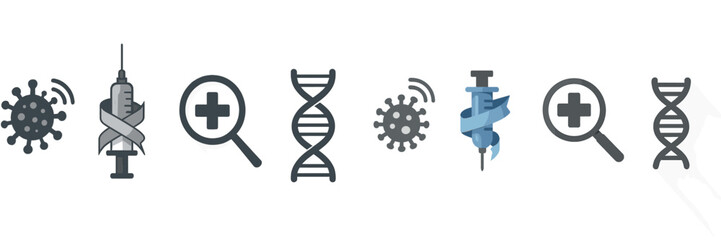 Fototapeta premium Medical illustrations showing connections between vaccines, viruses, and genetic research for public awareness