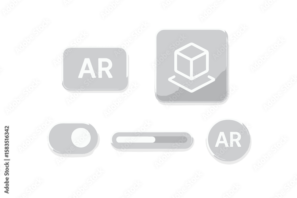 Poster interactive augmented reality icons designed for user interface in mobile applications