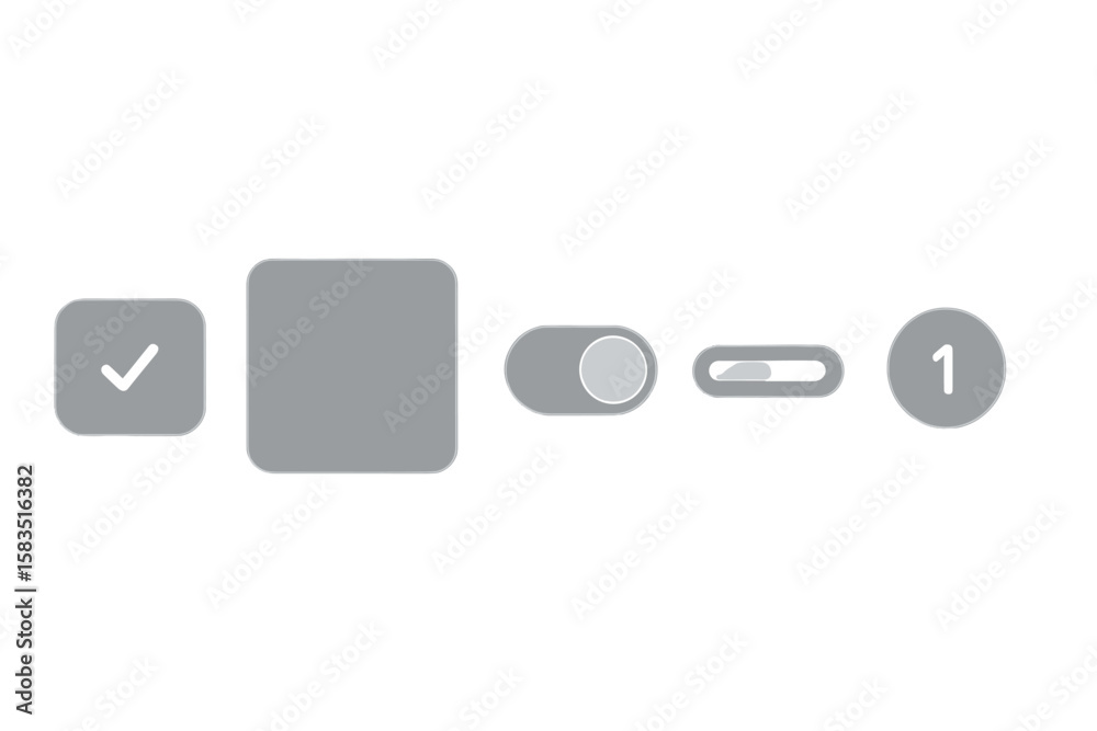 Poster simple gray toggle switches and checkboxes designed for user interface elements in software applicat