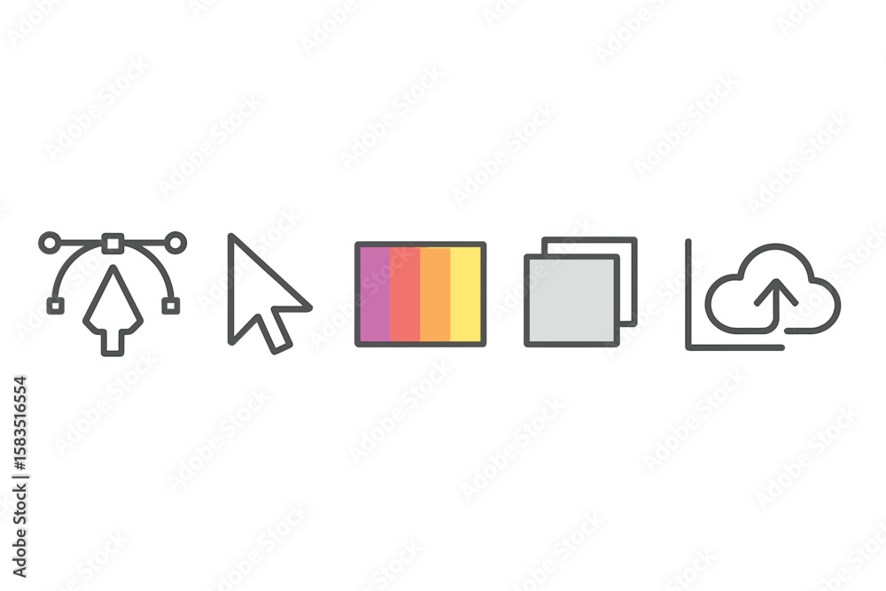 Fototapete vector graphics icons representing design tools for digital artists and graphic designers