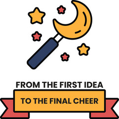 A blue and black wand with a yellow moon on it