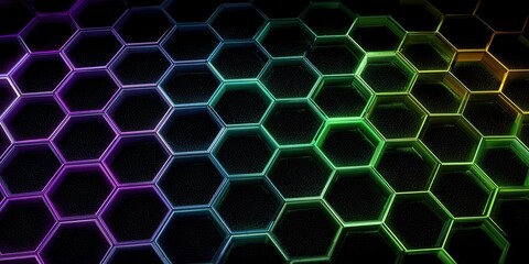 Fototapeta premium Minimalist glowing diamond shape in blue and magenta neon above a glossy reflective floor in a dark setting