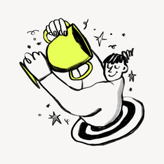 Successful woman sketchy character doodle illustration