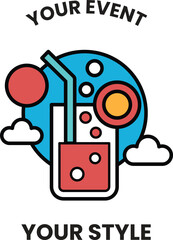 Obraz premium A drink with a straw in it is shown with a blue background