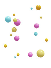 Set of colorful bubbles. 3D glossy balloons floating on transparent background. 3D Rendering. PNG