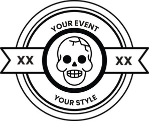 Skull and crossbones logo with the words your event your style