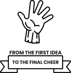 A hand with a fist raised is on a white background