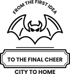 Fototapeta premium A black and white drawing of a bat with horns and a face