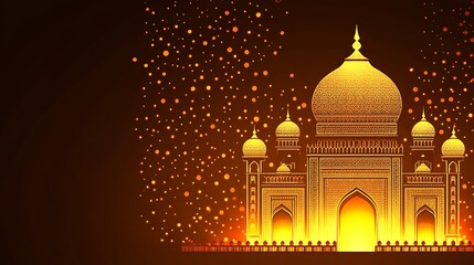 Golden mosque, sparkling background