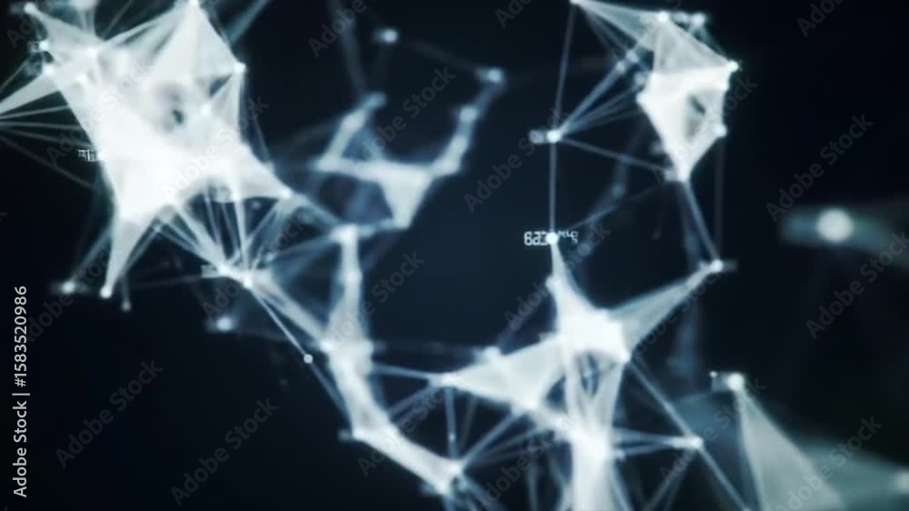 Poster abstract white network of polygons and lines over dark blue background for modern technology data an