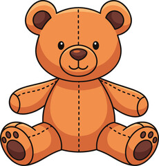 Cute orange teddy bear illustration, children's toy, nursery decor, playful design, stuffed animal, adorable character, vector graphic, cartoon mascot, high-quality image, baby gift idea