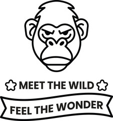 A black and white drawing of a monkey with a frowning face