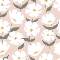 Hand-drawn flowers seamless pattern print design. Vector illustration design for fashion fabrics, textile graphics and prints.	

