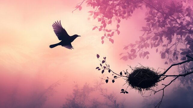 birds in the sunset - Powered by Adobe